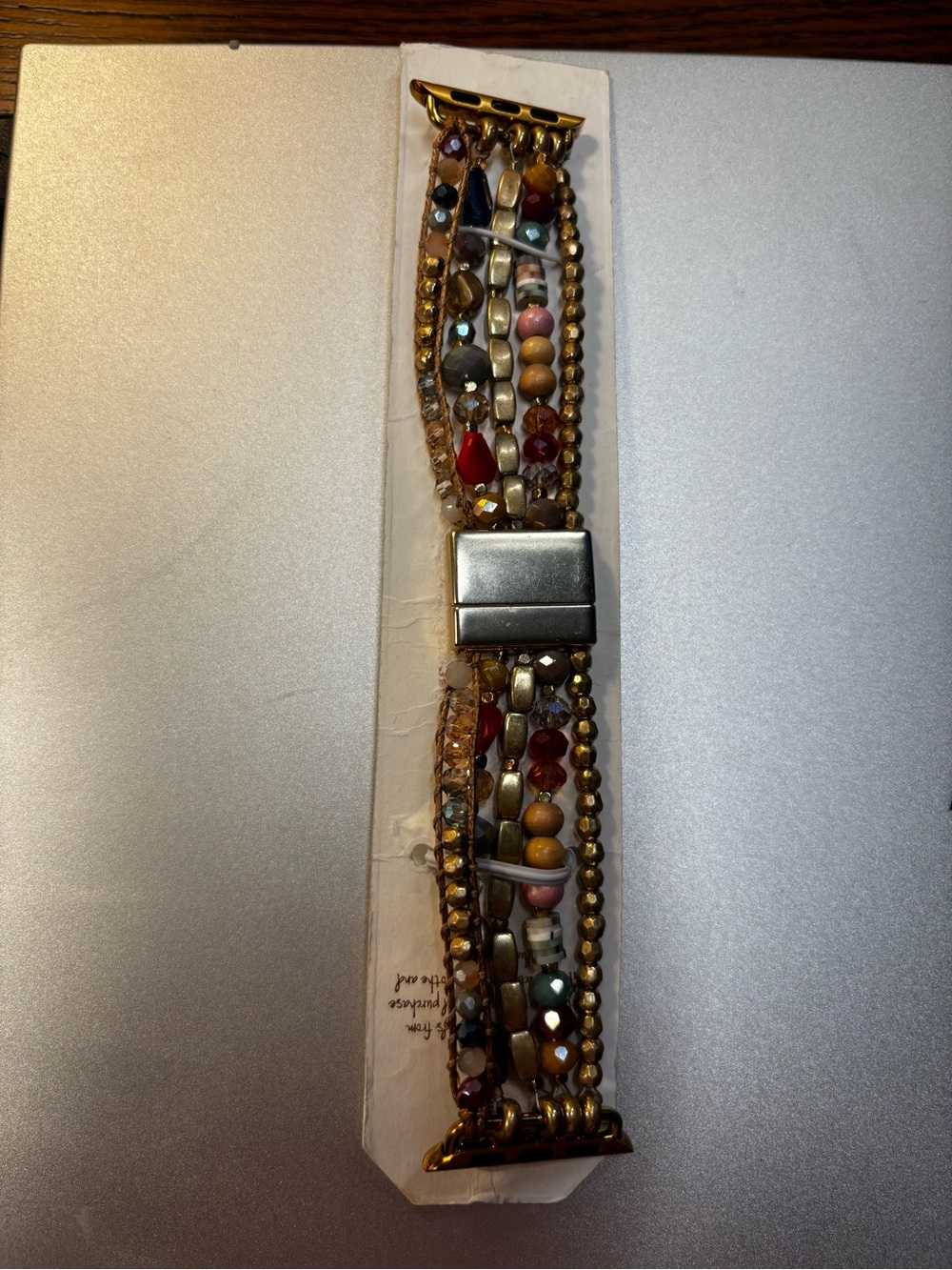 Altar’d State Apple Watch Band-Beaded Stretch Bracelet with Gold Accents
